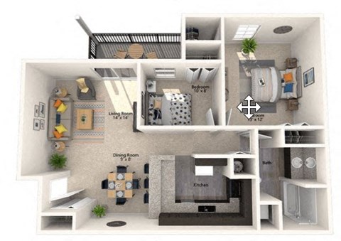 a furnished apartment with a fireplace and a balcony at Misty Ridge Apartments, Woodbridge, VA
